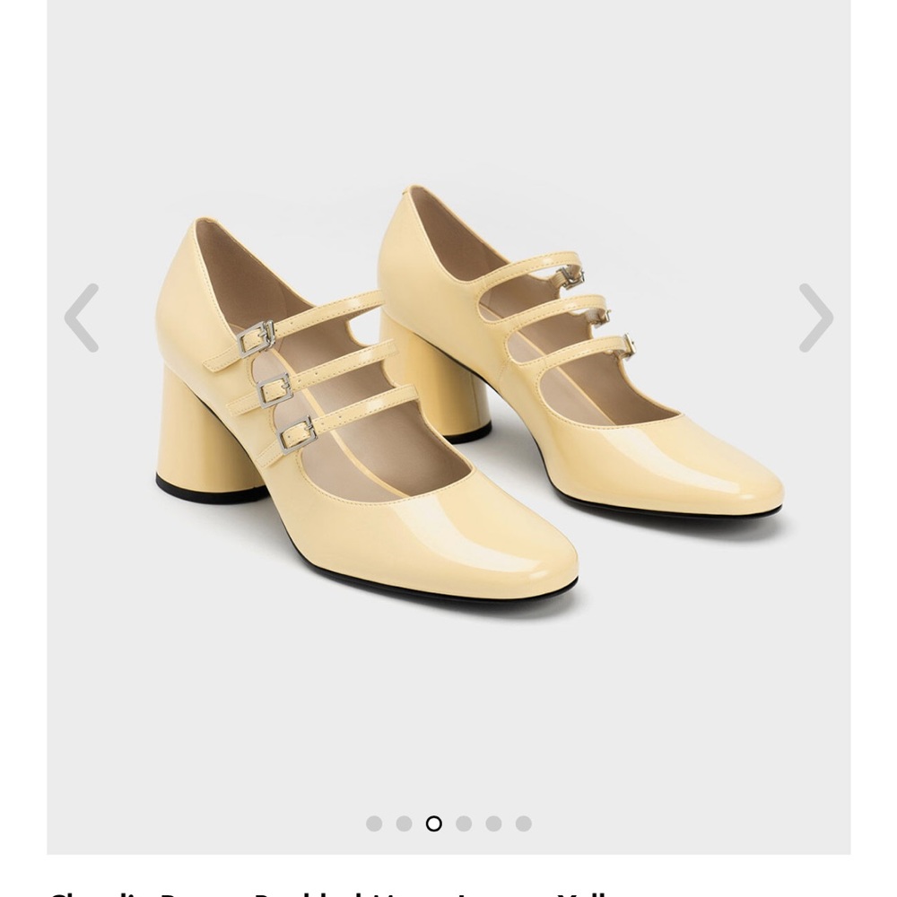 Charles & Keith Claudie Patent Buckle Mary Jane’s Yellow - Picture 2 of 9